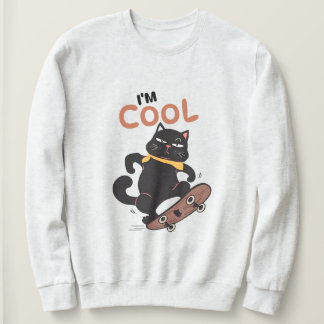 Sweatshirt Chat Cool Skateboard – Illustration de Chat Noir D