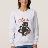 Sweatshirt Chat Cool Skateboard – Illustration de Chat Noir D (Devant)