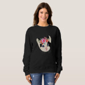 Sweatshirt Chat Couronne de Fleurs Chat (Devant entier)