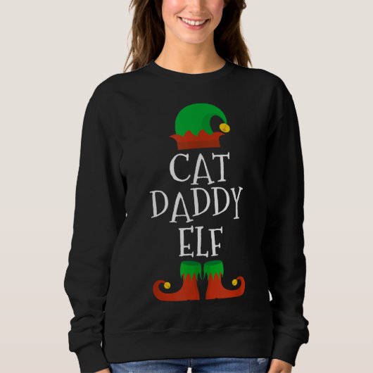 Sweatshirt Chat Daddy Elf Noël Matching Famille Amusante Paja (Devant)