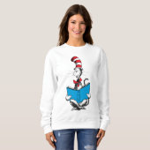 Sweatshirt Chat dans le chapeau en lecture (Devant entier)