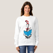 Sweatshirt Chat dans le Chapeau Lecture (Devant entier)
