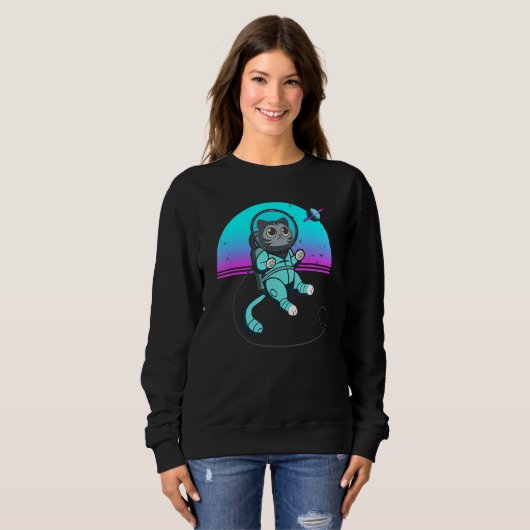 Sweatshirt Chat dans l'espace Chat spatial Nerd 2 (Devant entier)