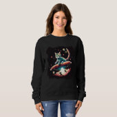 Sweatshirt Chat dans l'espace extraterrestre UFO Alien Abduct (Devant entier)