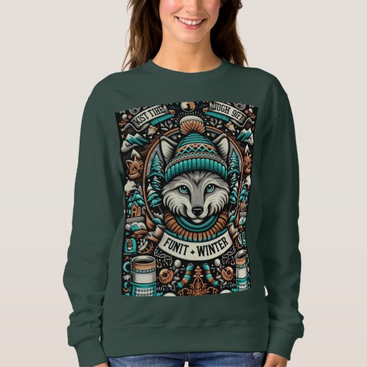 Sweatshirt Chat dans un Casquette d'hiver (Devant)