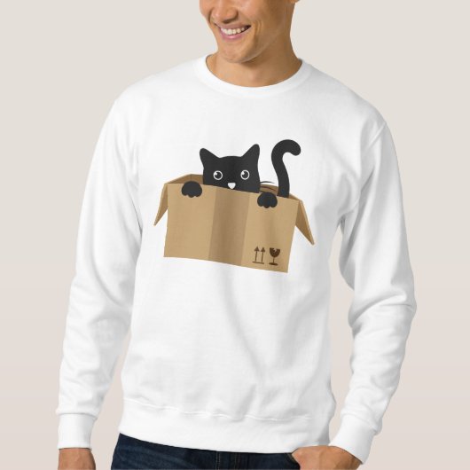 Sweatshirt Chat dans une boîte Cute Design animal (Devant)