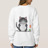 Sweatshirt Chat de dessin animé adorable avec fleur (Dos)