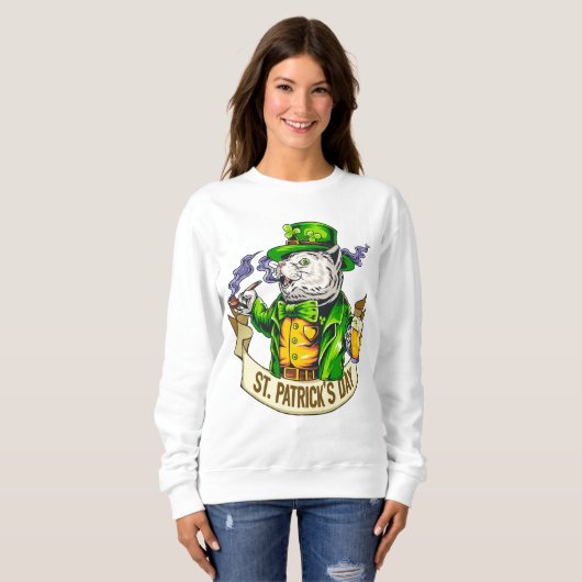 Sweatshirt Chat de la Saint Patrick (Devant entier)