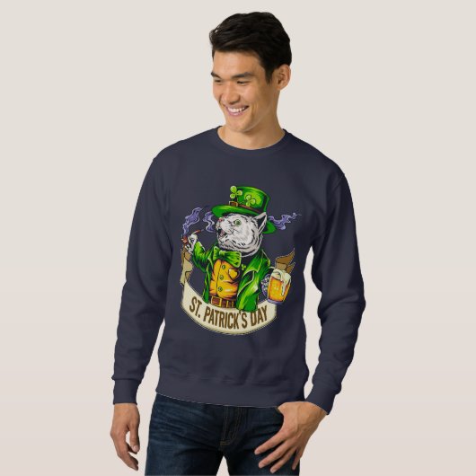 Sweatshirt Chat de la Saint Patrick (Devant entier)
