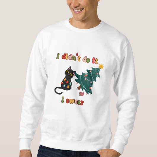 Sweatshirt Chat de Noël amusant (Devant)