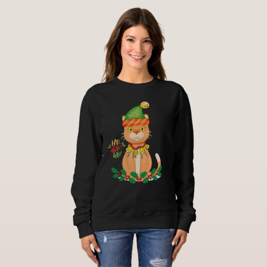 Sweatshirt Chat de Noël amusant (Devant entier)