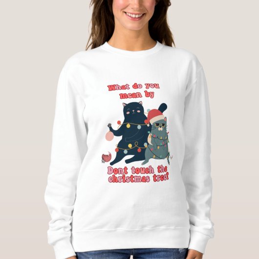 Sweatshirt Chat de Noël amusant (Devant)