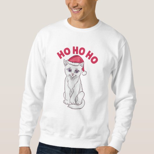 Sweatshirt Chat de Noël Ho Ho (Devant)