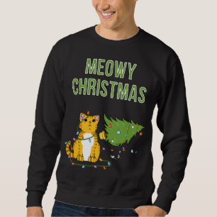 Sweatshirt Chat de Noël Orange Tiger Tabby xmas arbre kitty c