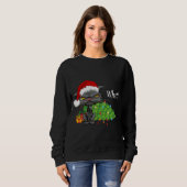 Sweatshirt Chat de Noël What Bed Chat Santa Hat Christmas T (Devant entier)