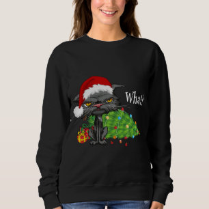 Sweatshirt Chat de Noël What Bed Chat Santa Hat Christmas T