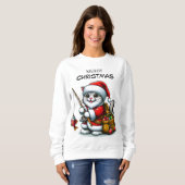 Sweatshirt Chat de pêche de Noël (Devant entier)