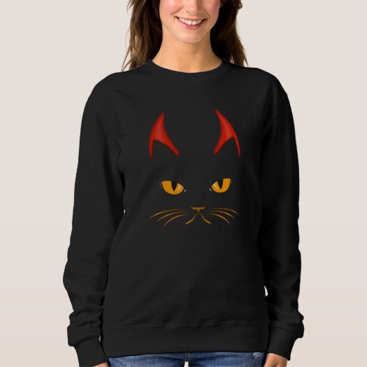 Sweatshirt Chat déplaisant Devil Horns Rock N Roll Lourds Cos (Devant)