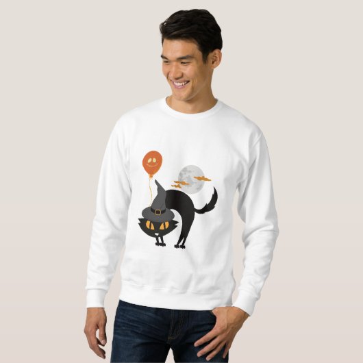 Sweatshirt Chat d'Halloween éffrayant (Devant entier)