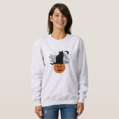Sweatshirt Chat d'Halloween sur Jack'O'Lantern (Devant entier)