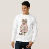 Sweatshirt Chat d'hiver - Cadeau Amoureux des chat (Devant entier)