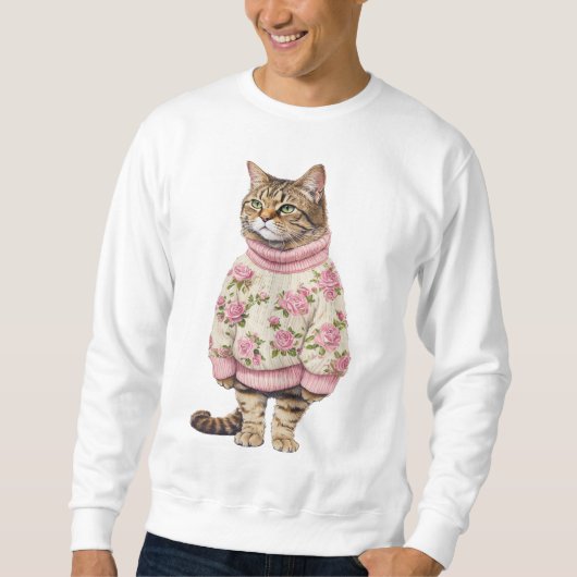Sweatshirt Chat d'hiver - Cadeau Amoureux des chat (Devant)