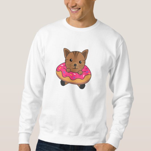 Sweatshirt Chat Doux Animaux Amusants En Chats Amusants Donut (Devant)
