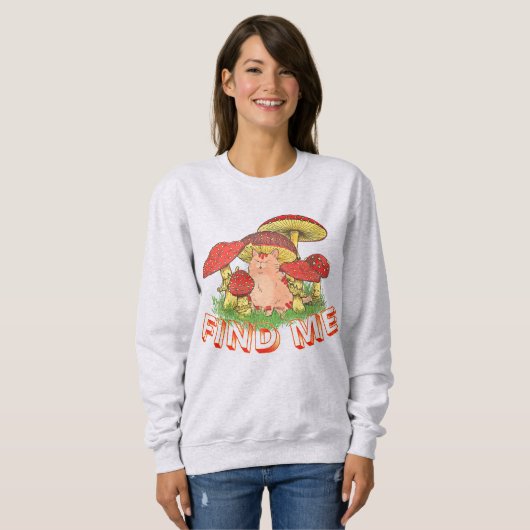 Sweatshirt Chat drôle Champignon (Devant entier)