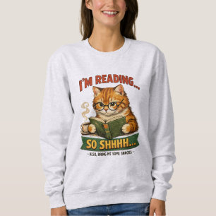 Sweatshirt Chat Drôle Lisant Amoureux des Livres Rétro