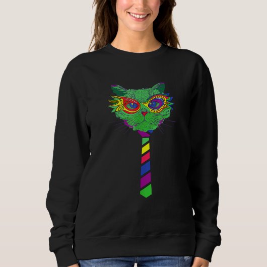 Sweatshirt Chat Drôle Portant Le Masque De Carnaval Mardi Gra (Devant)
