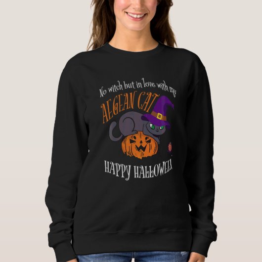 Sweatshirt Chat égéen Chat pas une sorcière Halloween (Devant)