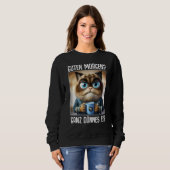 Sweatshirt Chat employé disant Café Morgenmuffel (Devant entier)