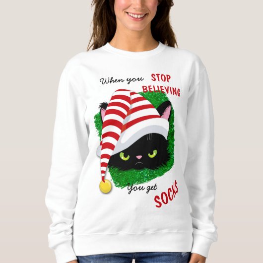 Sweatshirt Chat en colère Vert Vous Obtenez Chaussettes Noël (Devant)