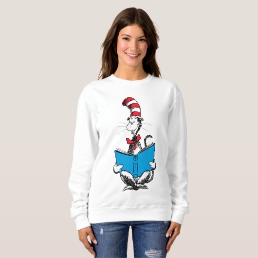 Sweatshirt Chat en lecture Casquette (Devant entier)