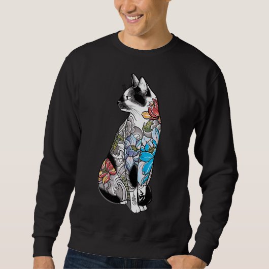 Sweatshirt Chat En Lotus Tattoo (Devant)