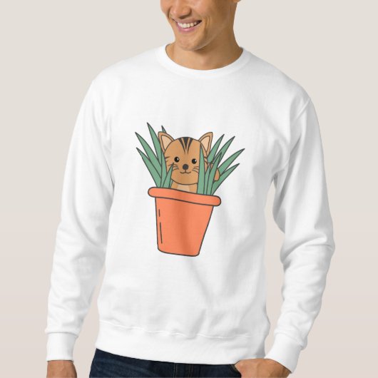 Sweatshirt Chat En Pot Fleur Drôle Kitten En Plante (Devant)