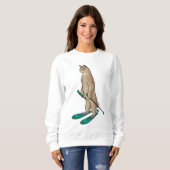 Sweatshirt Chat en Ski avec Pôles de Ski & Ski (Devant entier)