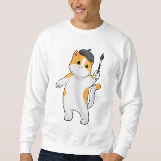 Sweatshirt Chat en tant que Peintre avec pinceau (Devant)