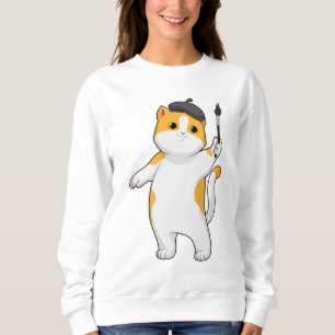 Sweatshirt Chat en tant que Peintre avec pinceau