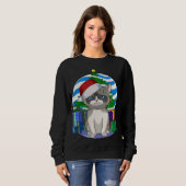 Sweatshirt Chat Exotique Shorthair Santa Hat Arbre de Noël Dé (Devant entier)