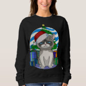 Sweatshirt Chat Exotique Shorthair Santa Hat Arbre de Noël Dé (Devant)