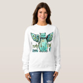 Sweatshirt Chat Funky (T-shirt long manches pour dames) (Devant entier)