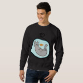 Sweatshirt Chat Gris Avec Poisson (Devant entier)