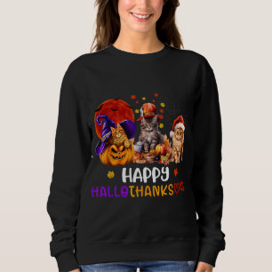 Sweatshirt Chat Halloween Noël Joyeux Hallothanksmans Merci