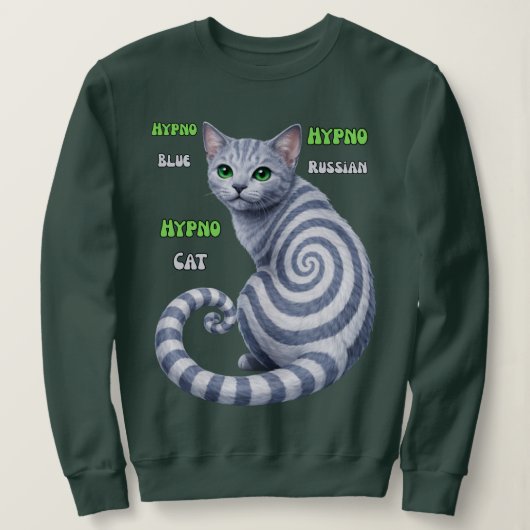 Sweatshirt Chat hypnotique Bleu Russe (Design devant)