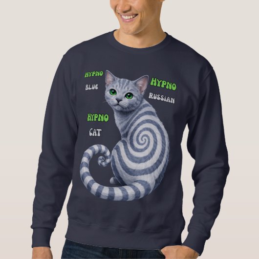 Sweatshirt Chat hypnotique Bleu Russe (Devant)