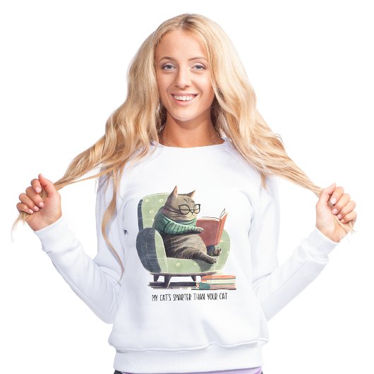 Sweatshirt Chat intelligent lisant un livre portant des lunet