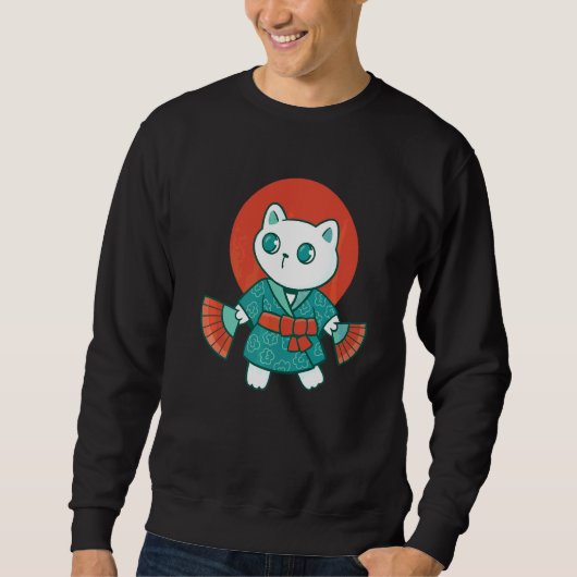 Sweatshirt Chat japonais Yukata (Devant)