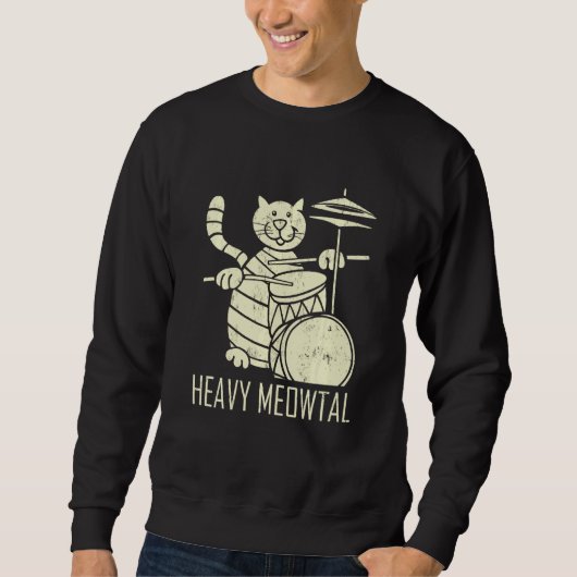 Sweatshirt Chat Jouer Drum Funny Lourd Drum Meowtal Chat (Devant)