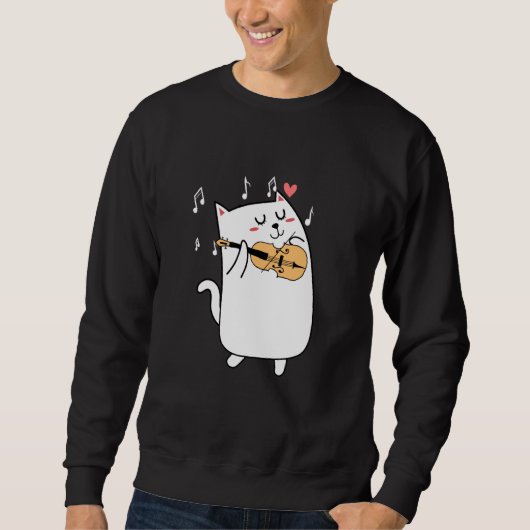 Sweatshirt Chat Jouer Idée De Violon Pour L Animal Ou Violoni (Devant)